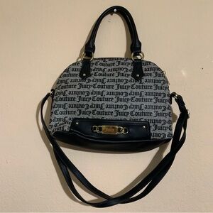 Juicy Couture Gray Black Printed Coated Canvas shoulder purse